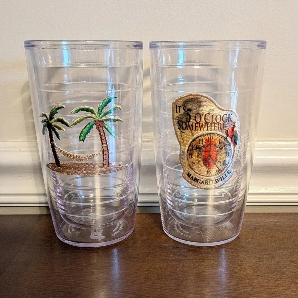 Tervis Tumbler Set of 6 16oz Insulated Glasses Guy Harvey Margaritaville Flowers